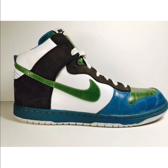 nike high tops green and white